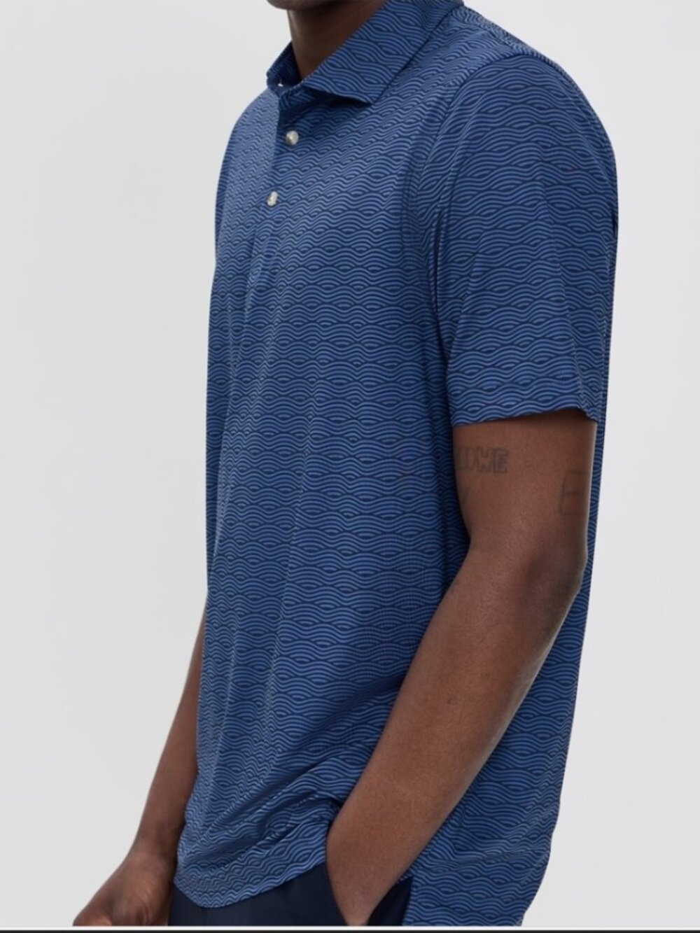 NWT Mens Fair Harbor Compass Polo Sz M Medium Blue Navy Waves